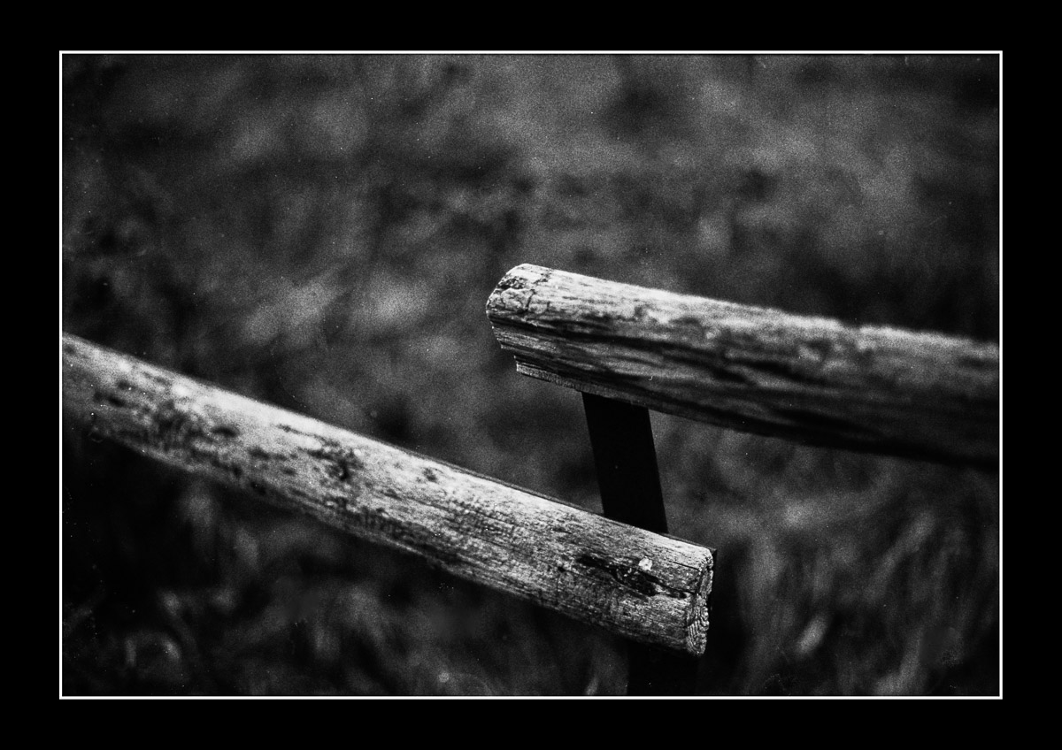 Moody black and white photo Wooden railings Photo Oleg Sotnik